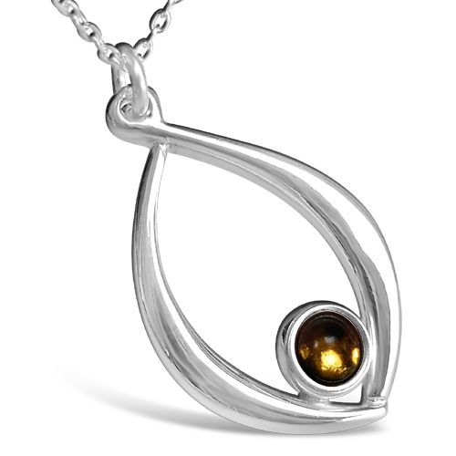 Birthstone silver pendant necklace - November (citrine)