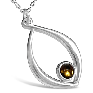 Birthstone silver pendant necklace - November (citrine)