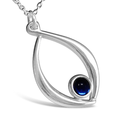 Birthstone silver pendant necklace - September (artificial sapphire)