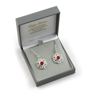 Carnelian birthstone Celtic knotwork silver dangle earrings