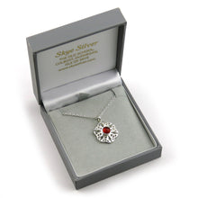 Carnelian birthstone Celtic knotwork silver pendant necklace