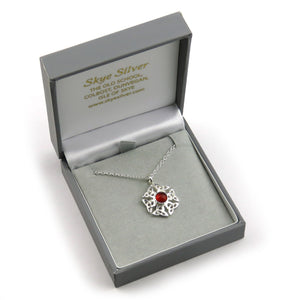 Carnelian birthstone Celtic knotwork silver pendant necklace