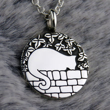 Cat on the Wall (sleeping) silver pendant necklace
