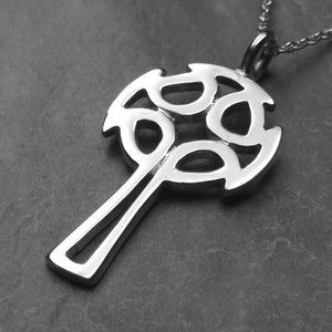 Celtic Cross silver pendant necklace