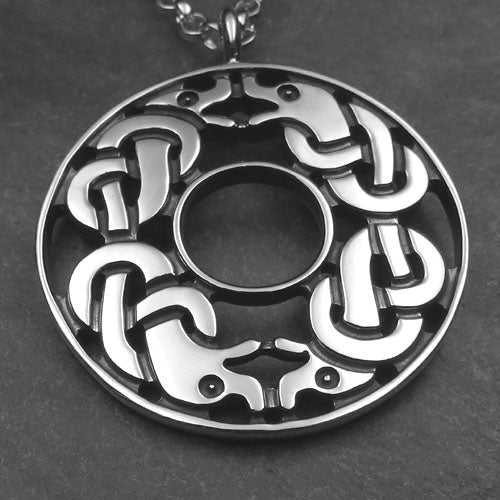 Celtic Dogs silver pendant necklace