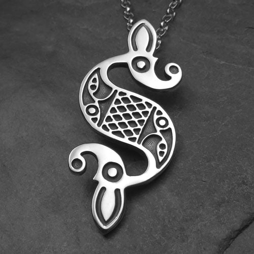 Celtic Dragon silver pendant necklace