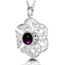 Celtic Knotwork birthstone silver pendant necklace - Amethyst