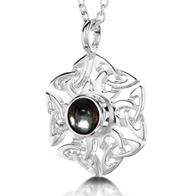 Celtic Knotwork birthstone silver pendant necklace - Aquamarine