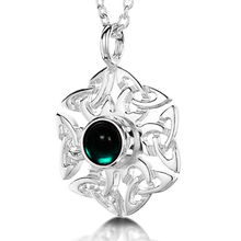 Celtic Knotwork birthstone silver pendant necklace - Artificial Emerald