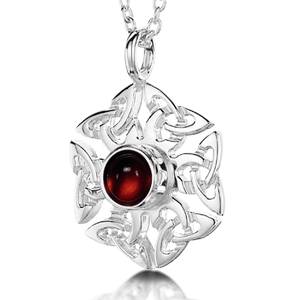 Celtic Knotwork birthstone silver pendant necklace - Carnelian