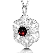Celtic Knotwork birthstone silver pendant necklace - Garnet