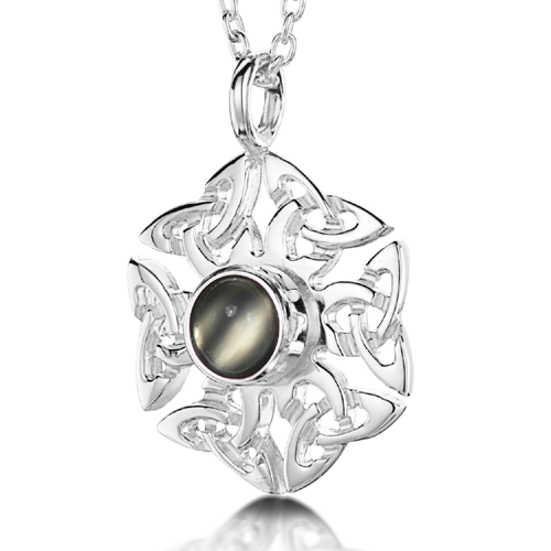 Celtic Knotwork birthstone silver pendant necklace - Moonstone