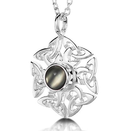Celtic Knotwork birthstone silver pendant necklace - Moonstone