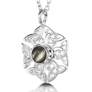 Celtic Knotwork birthstone silver pendant necklace - Moonstone