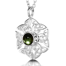 Celtic Knotwork birthstone silver pendant necklace - Peridot