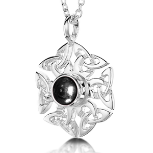 Celtic Knotwork birthstone silver pendant necklace - Rock Crystal