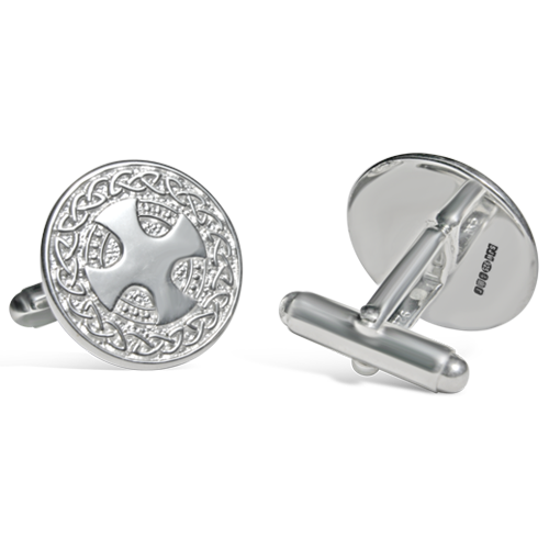 Celtic knotwork cross silver cufflinks