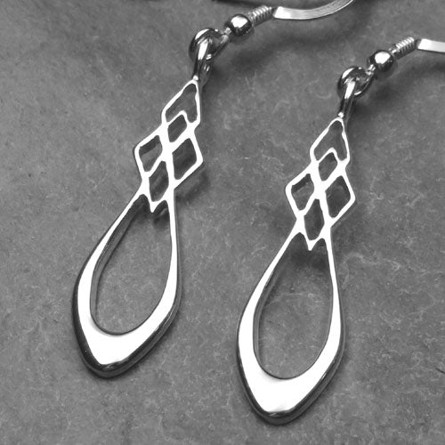 Celtic knotwork drop silver dangle earrings