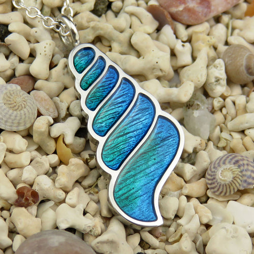 Coral Beach enamel silver pendant necklace