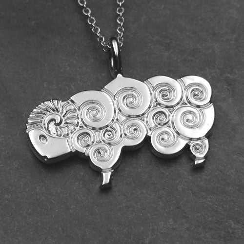 Curly Sheep silver pendant necklace