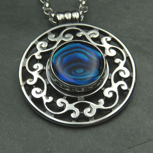 Deep Sea silver pendant necklace with abalone