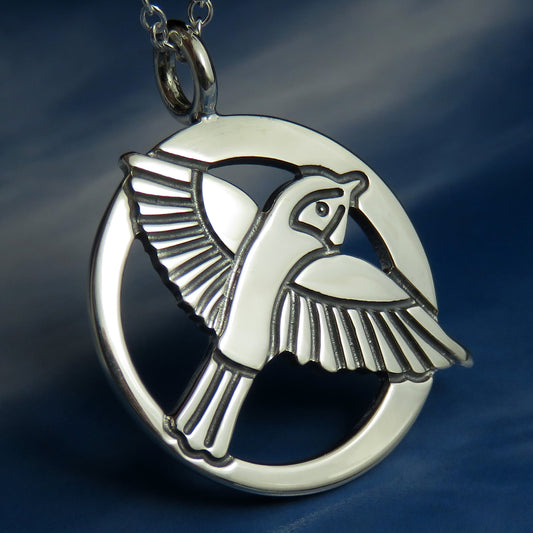 Fly Away Home bird silver pendant necklace