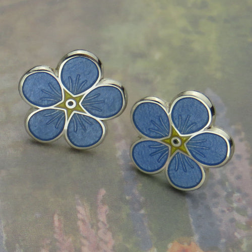 Forget-Me-Not enamel silver stud earrings