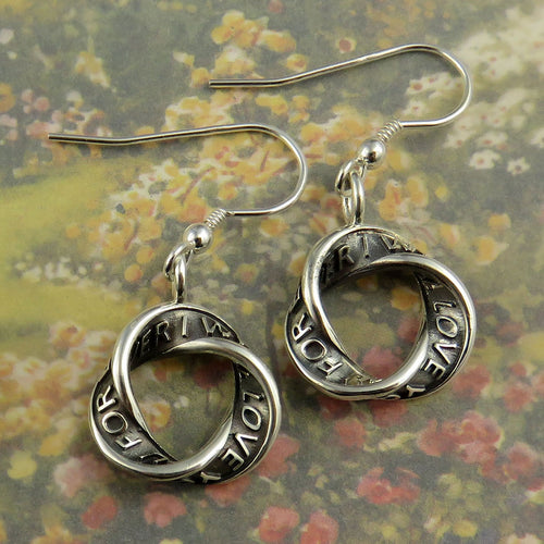 I Will Love You For Ever silver dangle earrings