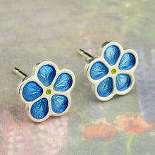 Little Forget-Me-Not enamel silver stud earrings