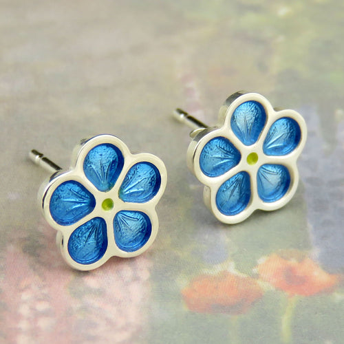 Little Forget-Me-Not enamel silver stud earrings