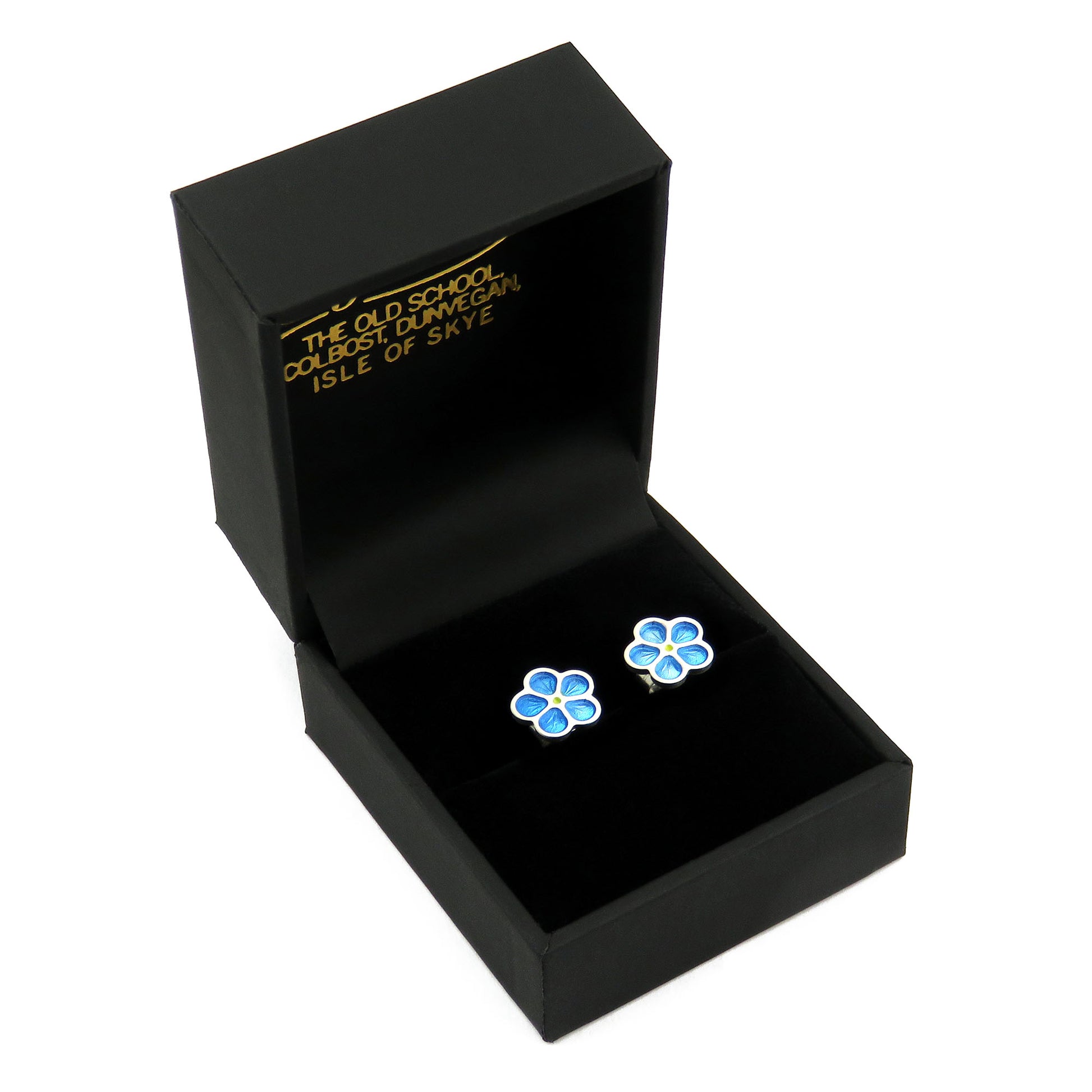 Little Forget-Me-Not flower enamel silver stud earrings