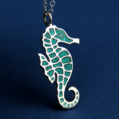 The Little Seahorse enamel silver pendant necklace