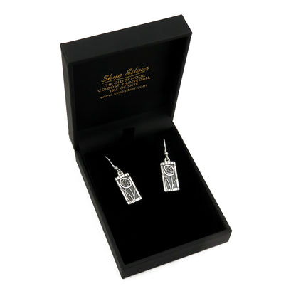 Mackintosh Rose silver dangle earrings