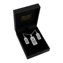 Mackintosh Rose silver pendant necklace and dangle earrings set