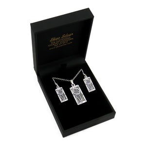 Mackintosh Rose silver pendant necklace and dangle earrings set