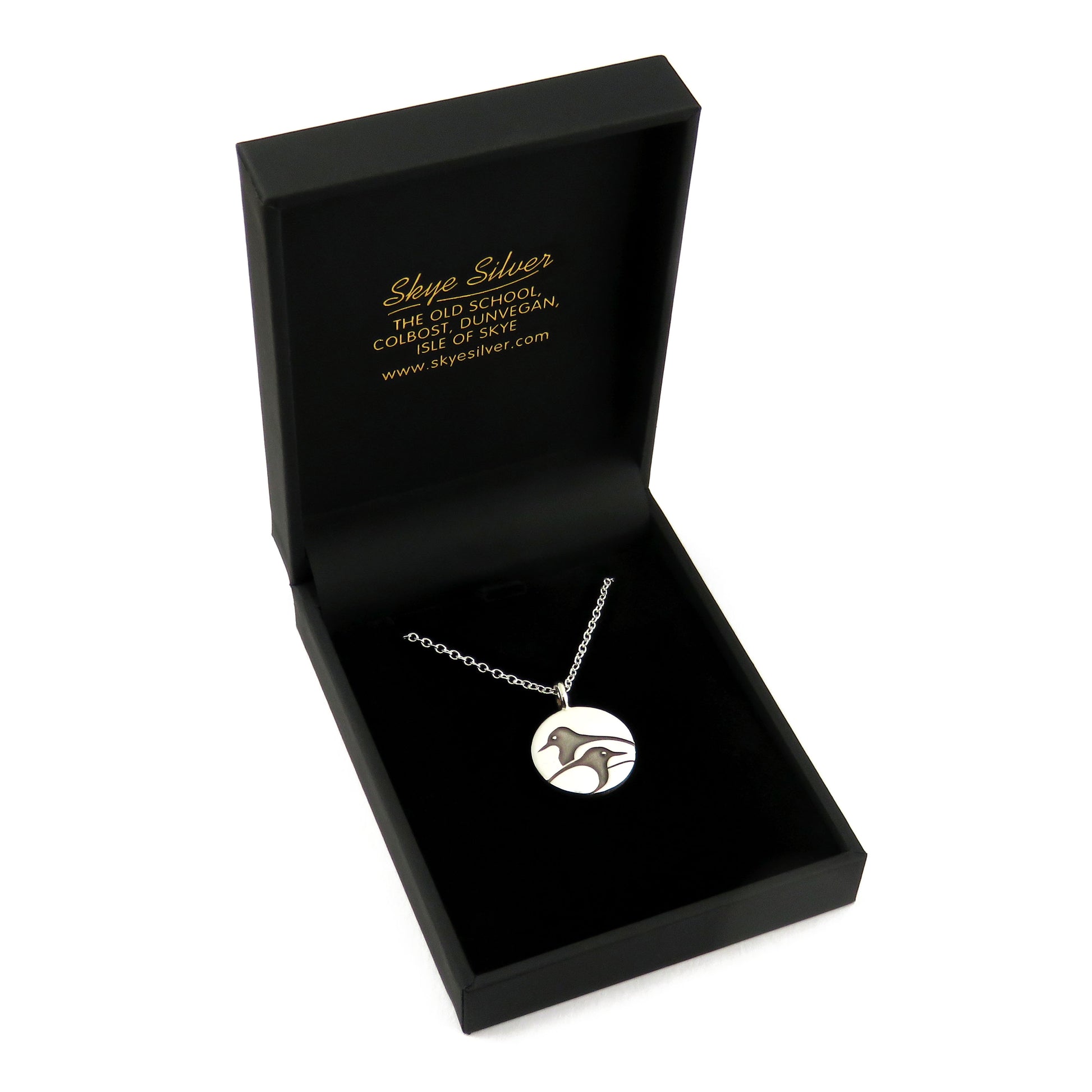 Magpies silver pendant necklace