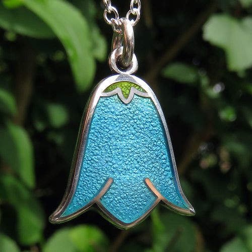 Scotland's Bluebell enamel silver pendant necklace
