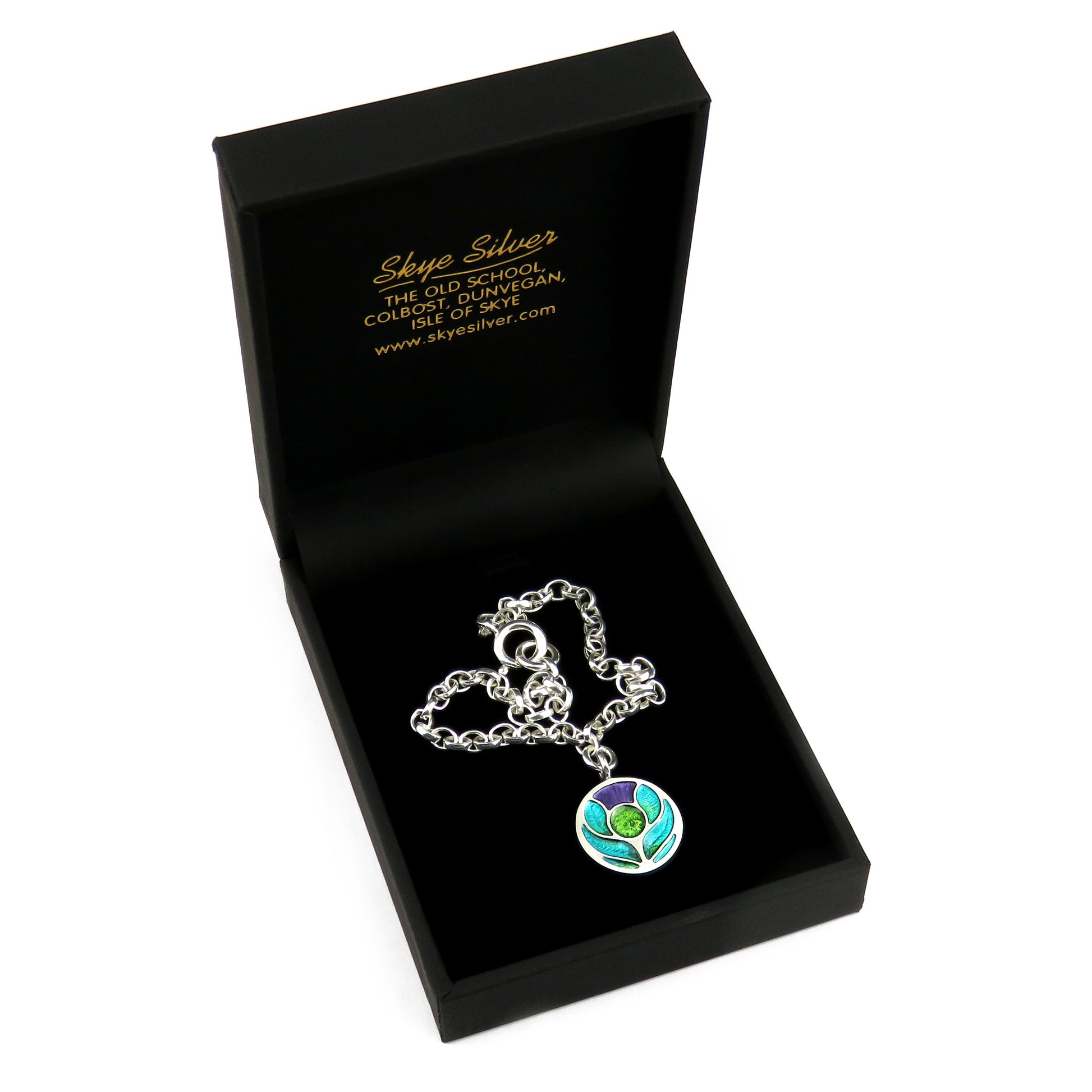 Scotland's Thistle enamel silver charm bracelet