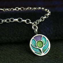 Scotland's Thistle enamel silver charm bracelet