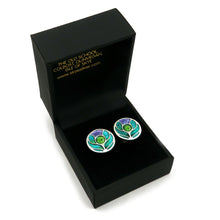 Scotland's Thistle enamel silver cufflinks