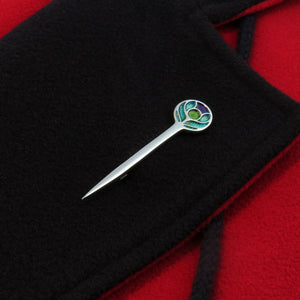 Scotland's Thistle enamel silver kiltpin or brooch
