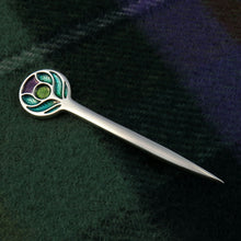 Scotland's Thistle enamel silver kiltpin or brooch