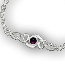 Scroll silver birthstone bracelet - Amethyst