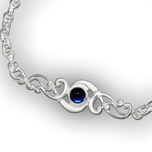 Scroll silver birthstone bracelet - Artificial Sapphire