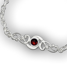 Scroll silver birthstone bracelet - Carnelian