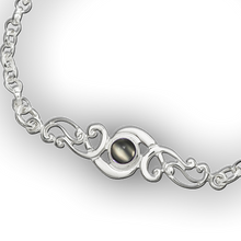 Scroll silver birthstone bracelet - Moonstone