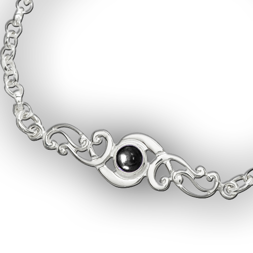 Scroll silver birthstone bracelet - Rock Crystal