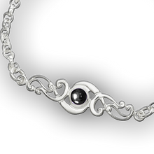 Scroll silver birthstone bracelet - Rock Crystal