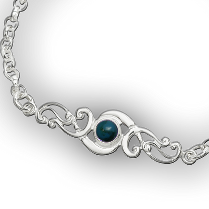 Scroll silver birthstone bracelet - Turquoise