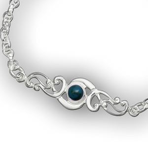 Scroll silver birthstone bracelet - Turquoise